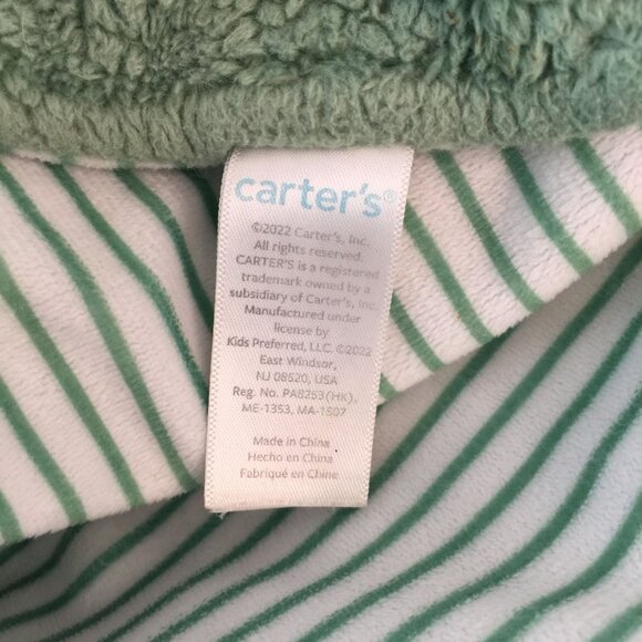 Carters Green Alligator Crocodile Lovey Security Blanket Stripes Pacifier Holder - Picture 6 of 6